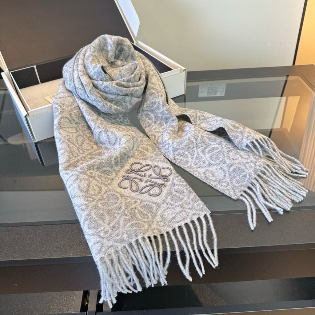 Loewe Patterned Fringed Scarf