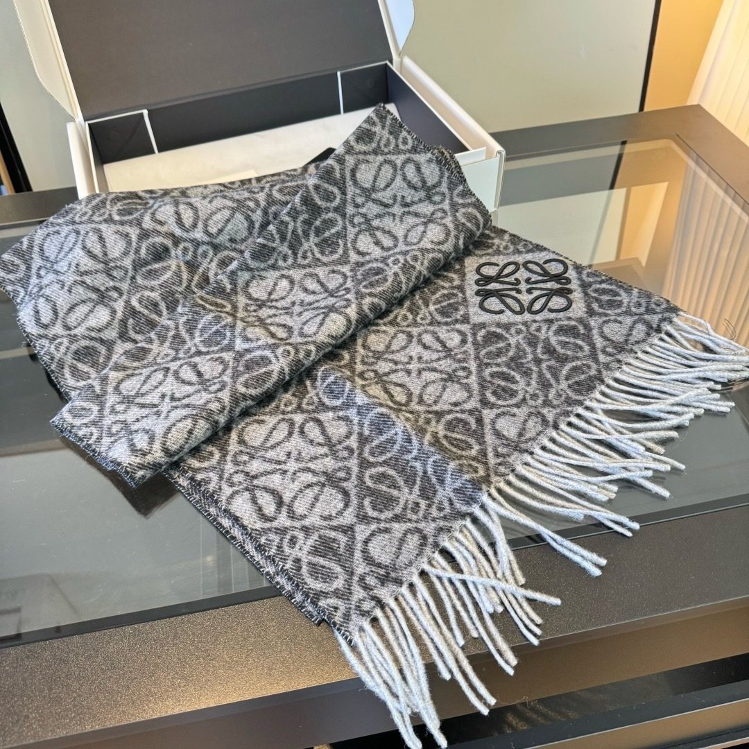Loewe Patterned Fringed Scarf