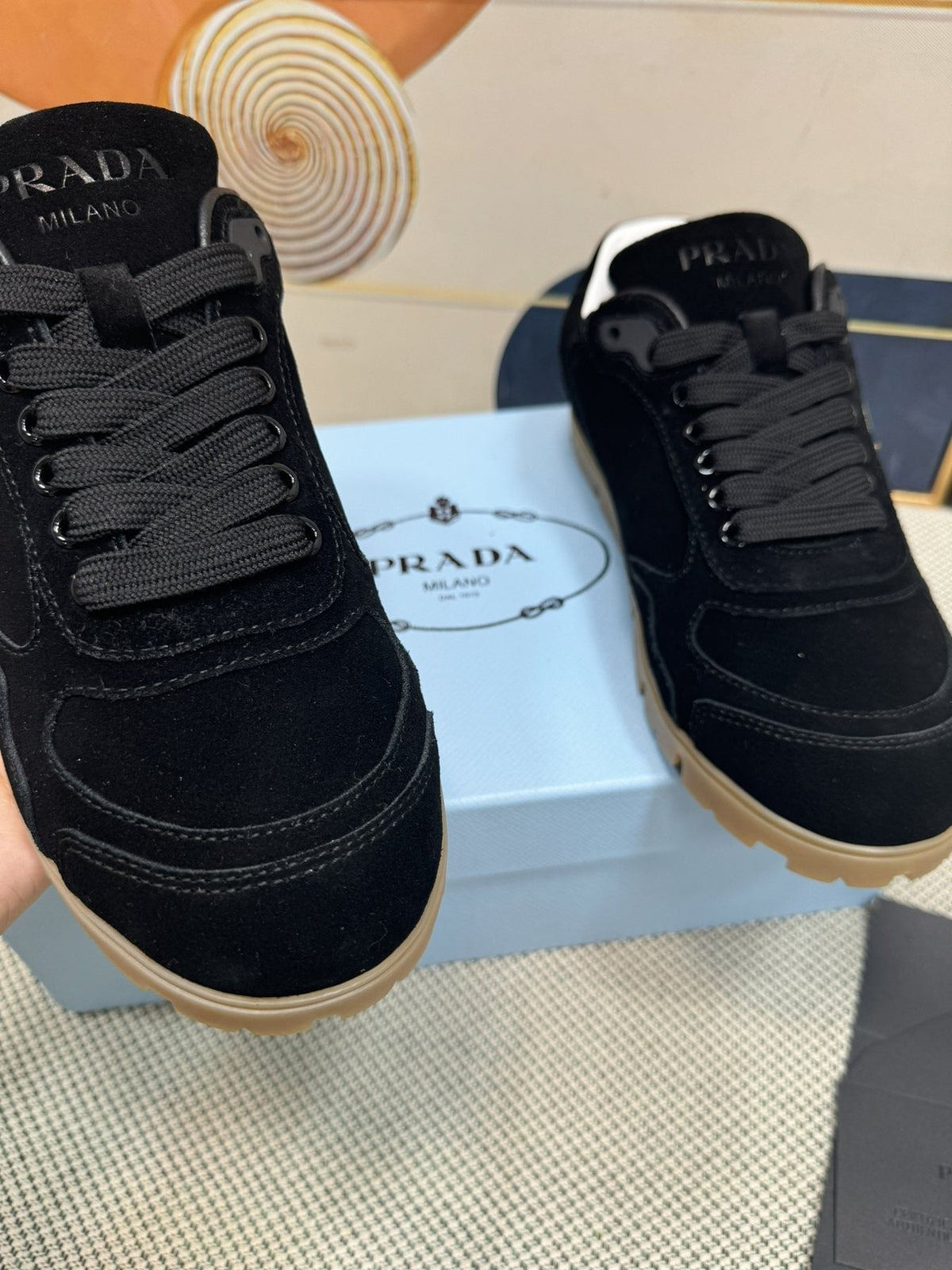 Prada Triangle Logo Low-Top Sneakers - Lug Sole
