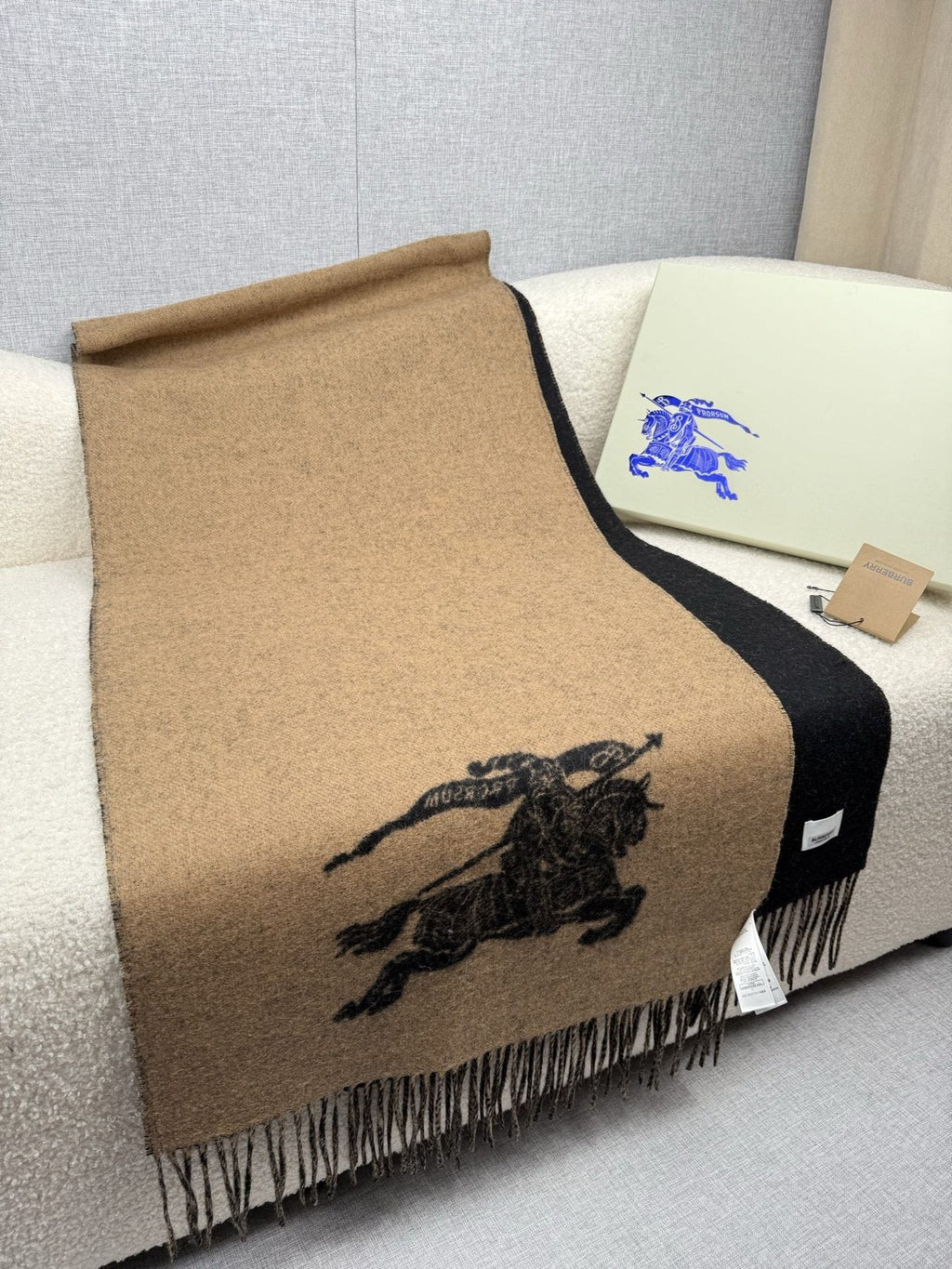 Burberry Reversible Fringed Equestrian Scarf