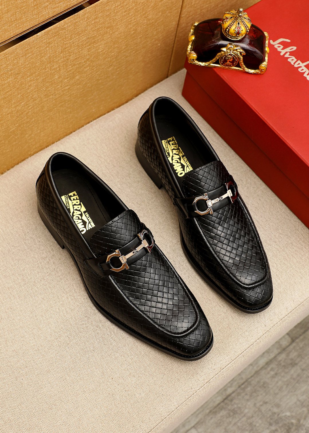 Salvatore Ferragamo Textured Buckle Loafers