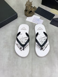 Prada Black Strap White Flip Flops