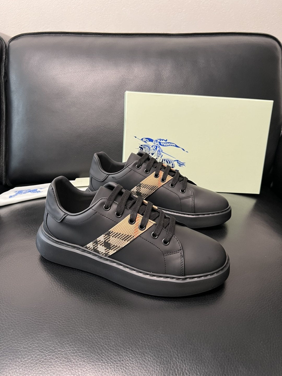 BURBERRY Check-Panel Low-Top Sneakers