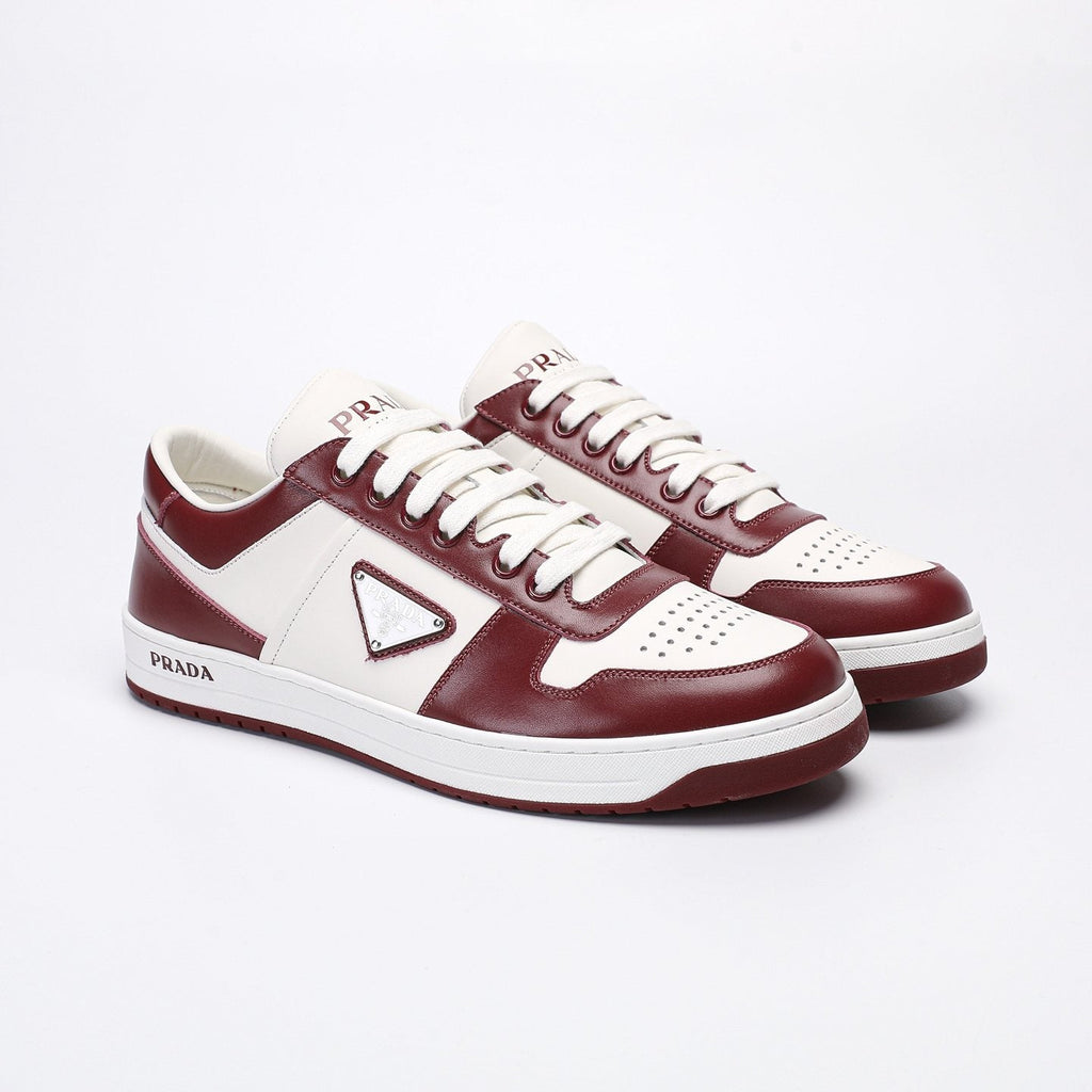 Prada Men's Triangle Plaque Low-Top Sneakers - Perforated Toe Box