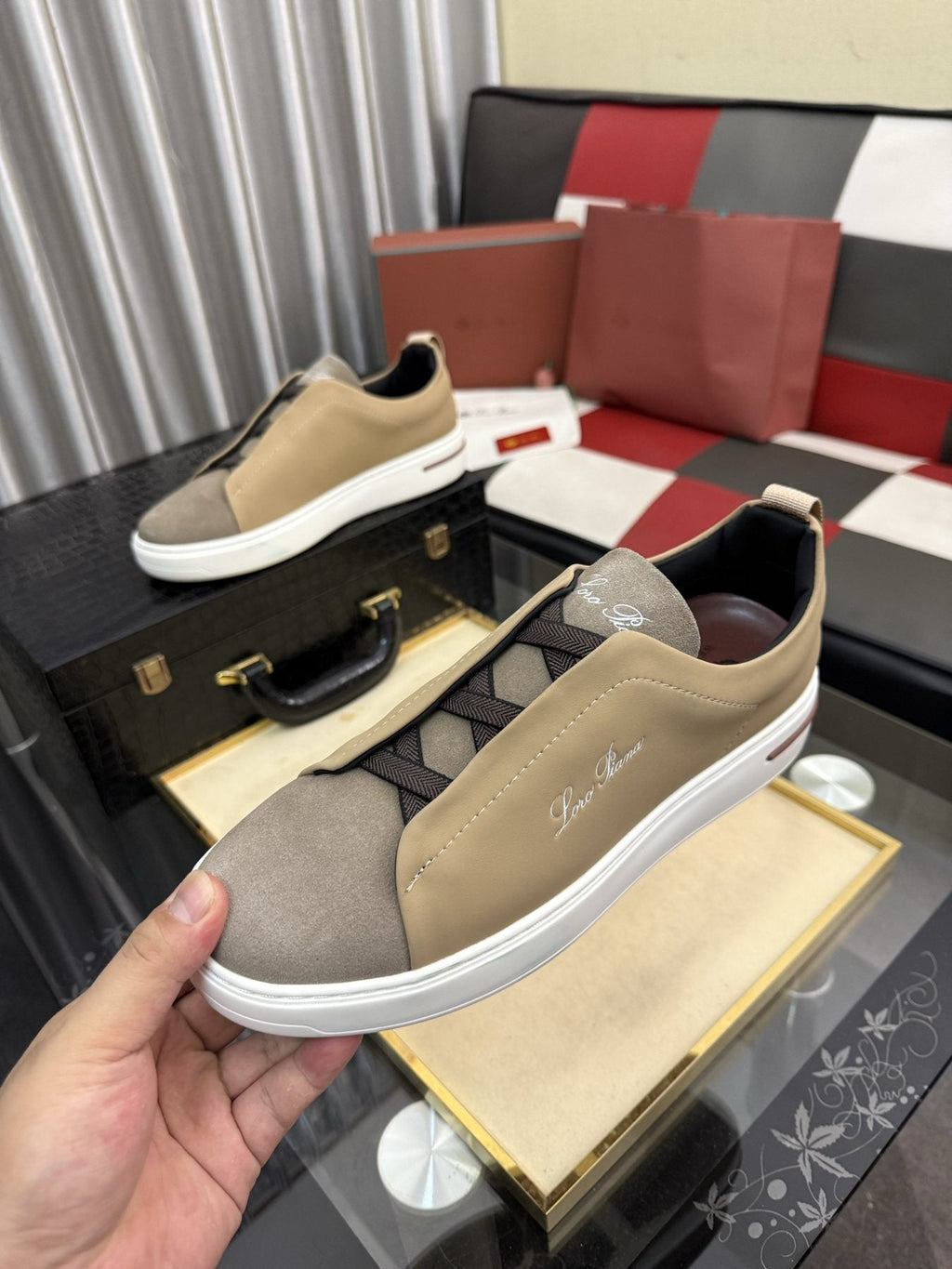 Loro Piana Logo Slip-On Sneakers
