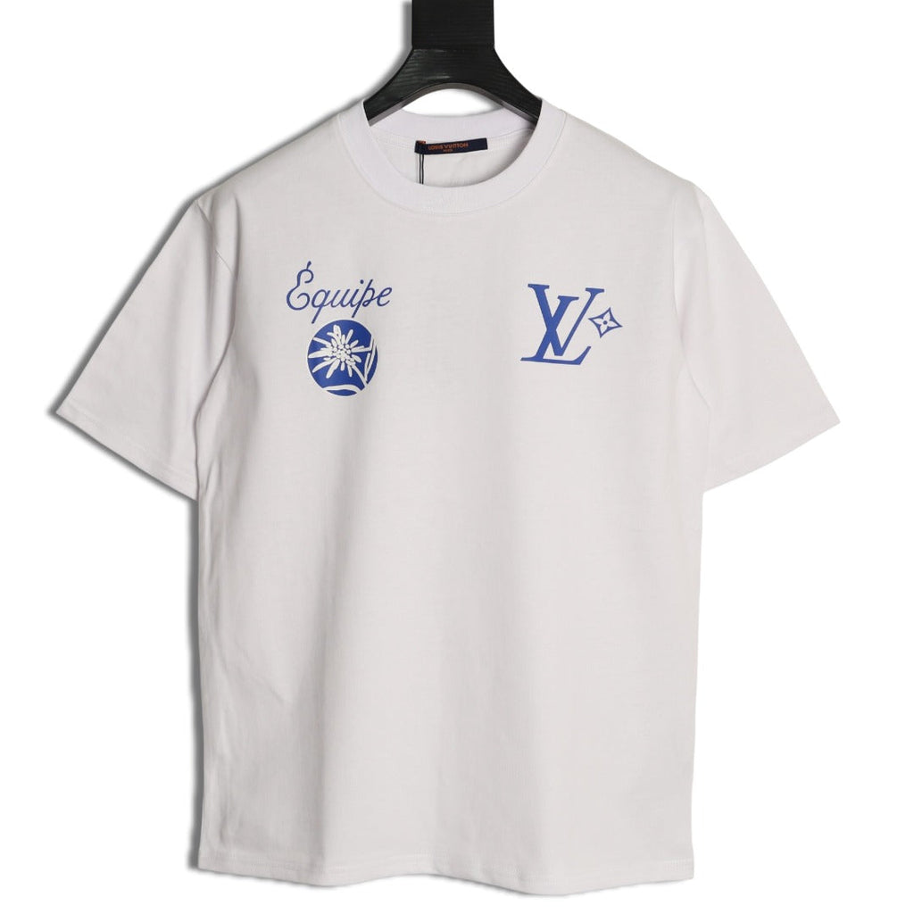 Louis Vuitton Blue Floral Graphic Short-Sleeve T-Shirt - White